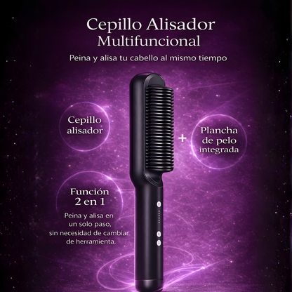 Plancha y Cepillo 2 en 1: Alisa y Da Brillo al Instante